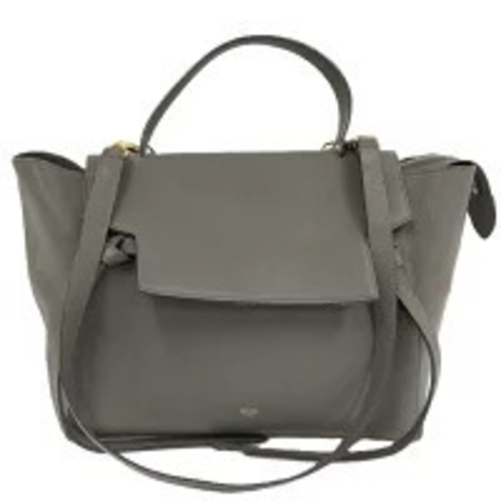 Celine Grey Grained Calfskin Belt Bag silhouette top carry handle leather belt